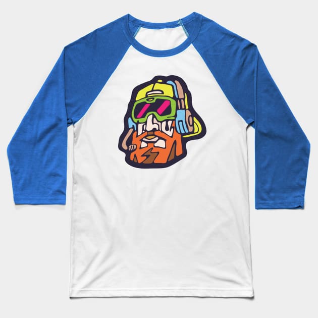 Red Beard Cartoon Head Baseball T-Shirt by Cofefe Studio